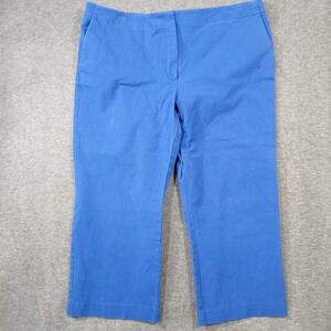 Alfani Pants Women's size 16 Blue Pull on Crinkled Cropped 2 Pockets Stretch